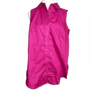 Roaman’s Magenta Pink Sleeveless Button-Down Shirt
